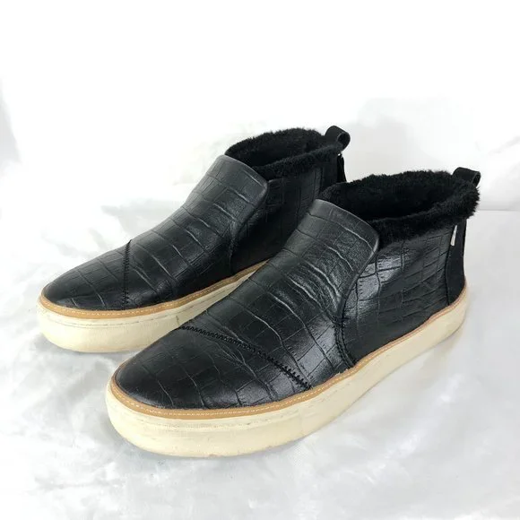 Toms Shoes Toms Paxton Croc Embossed Leather Slip On Size Faux